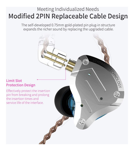 Audifonos Kz, Con Microfono, Con Cable Abatible, Purpura