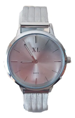 Reloj Xl Extra Large Dama Moda Vestir 32mm Malla Tejida