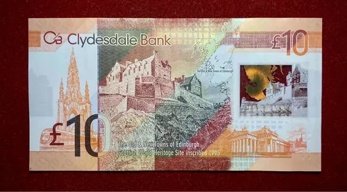 Billete 10 Libras Escocia 2017 Pick 229 Q Polimero (Usado)