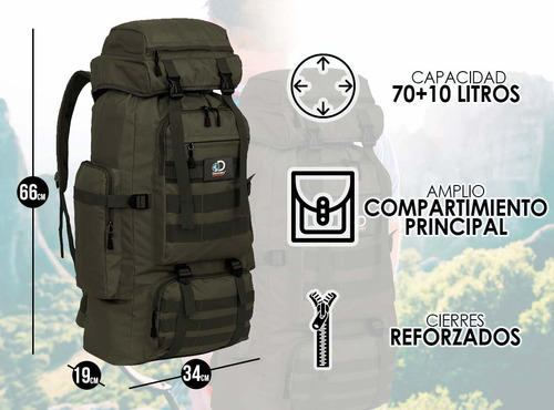Imagen 4 de 10 de Mochila Mochilero Discovery Adventure Camping 70 + 10 Lts