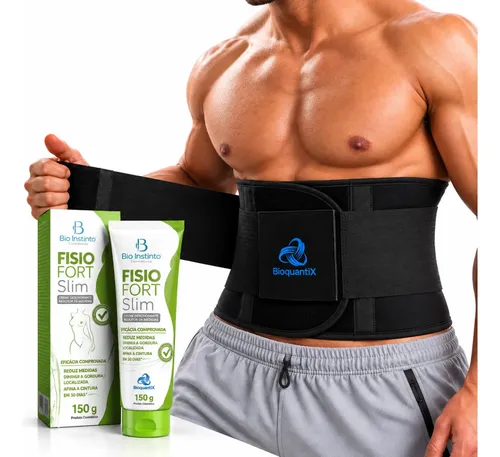 Cinta Abdominal Masculina Redutora Academia + Gel Redutor Cor Preto Tamanho P