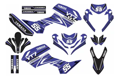 Kit Adesivo Moto Cross Trilha Yamaha Xtz 250 Lander Racing Azul 0,20mm  Personalizado Lm126 - Escorrega o Preço