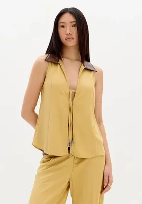 Blusa Sem Mangas Com Amarração Bege Pp