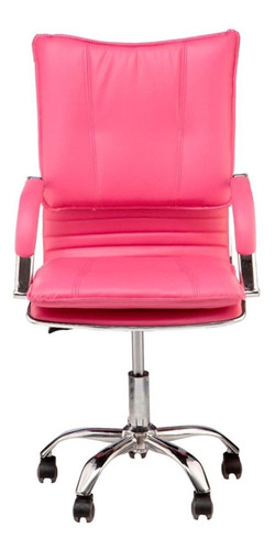 Cadeira de escritório Show de Cadeiras Desenho italiano  rosa-chiclete com estofado de couro sintético