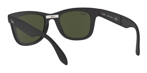 Imagen 3 de 8 de Anteojos de sol Ray-Ban Wayfarer Folding Classic Large con marco de nailon color matte black, lente green de cristal clásica, varilla matte black de nailon - RB4105