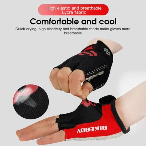 Imagen 5 de 9 de Guantes Ciclismo Gel Dedo Corto Negro Gym Gimnasio Mtb