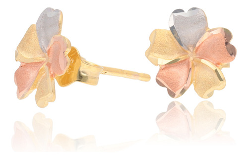 Aretes Solidos Oro Italiano Florentino 14 Kilates Flores