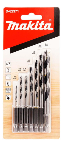 Conjunto de brocas para madeira 2, 3, 4, 6, 8 mm, 7 unidades - Makita