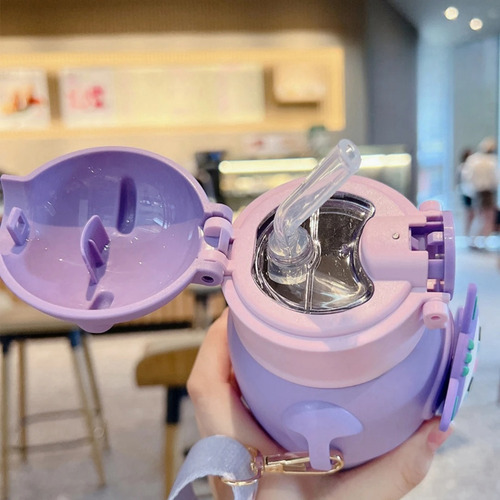 Mochila Chimola Espalda Jardín Infantil 12 + Botella Térmica Lila Perrita