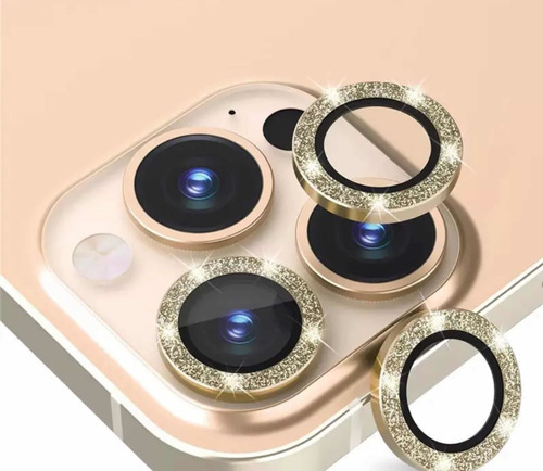 Mica Aro Cristal Protector De Cámara iPhone, Diamantado