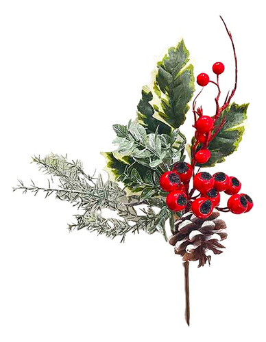 Pick 37cm Berry Pino Hojas Holly Piña Adorno Navidad