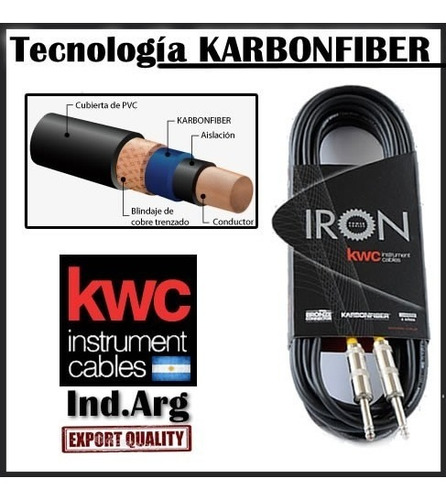 Imagen 1 de 7 de Cable Kwc Kw Iron 201 Plug X Plug 3 Mts Y 5 De Años Garantía