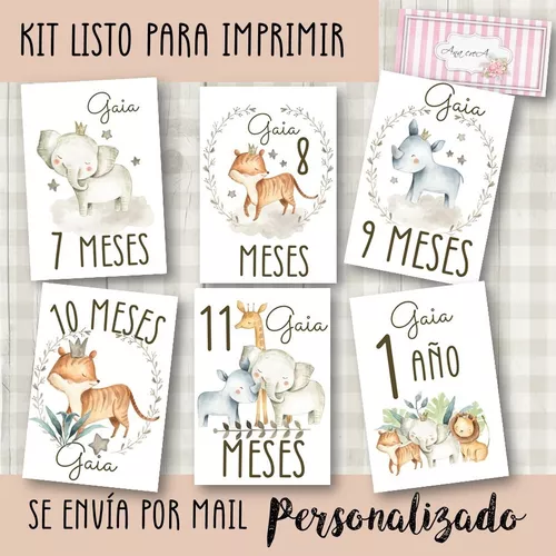 Kit Imprimible Tarjetas Cumple Mes Bebe Lamina Nacimiento 5