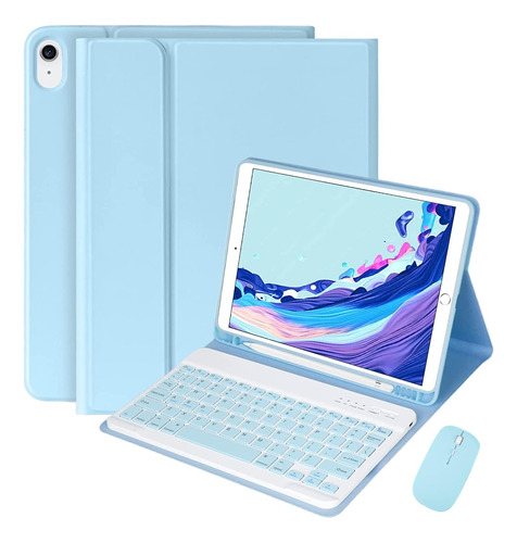 Funda Con Teclado Marca Qiyibo / Para iPad 7.9  / Sky Blue