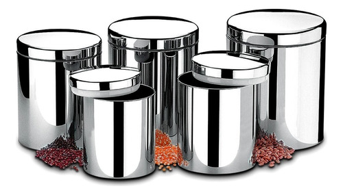 Conjunto Potes C/ Tampa Mantimentos 5 Peças 2100/101 Brinox