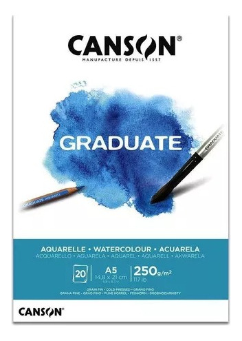 Block Canson Graduate Acuarela 250gr. A5 Serviciopapelero