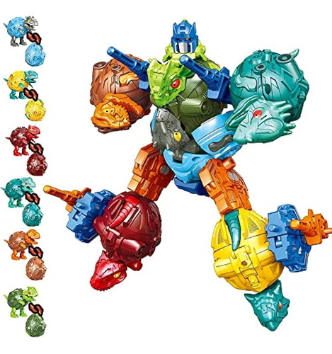 Dinosaur Robots Juguete Transformado, Paquete De 6 Huevos De