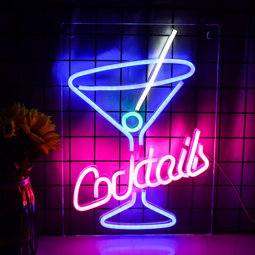 Letrero De Neon Para Cocteles Martini, Letrero De Neon Led D