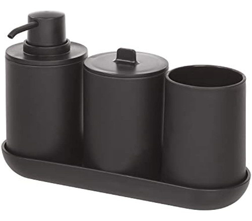 Idesign Cade Juego De Accesorios De Baño De 4 Piezas, Negro 