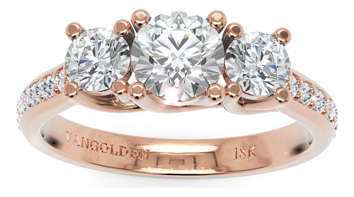 Anel De Noivado 3 Pedras Em Ouro 18k 1,1 Ct Com Moissanites