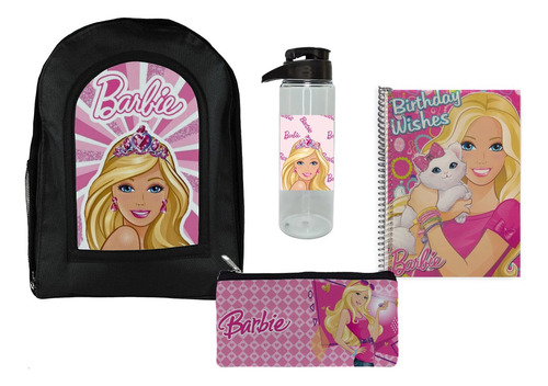 Set Colegio Mochila Cartuchera Cuaderno Botella Utiles Nena