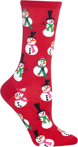 Calcetines De Muñeco De Nieve Para Mujer Hot Sox, Rojo, 1 Pa