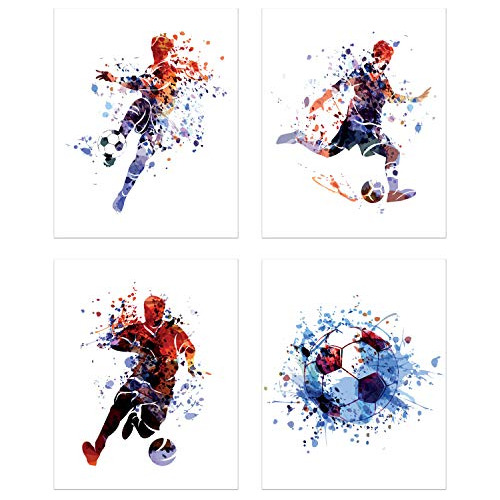 Conjunto De 4 Pósters De Arte De Fútbol Pared - Tamaã...