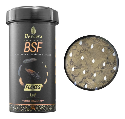 Ração Para Peixes Black Line Bsf Flakes 30g Poytara