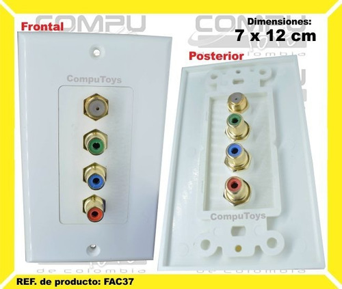 Faceplate Pared Coaxial + 3 Rca Ref: Fac37 Computoys Sas