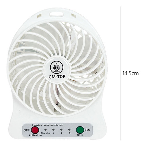 Ventilador Portatil De Mesa Usb Mini Con Luz Recargable Color Blanco