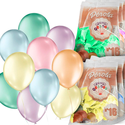 Balões Bexiga Pic Nº16 Pérola C12un Pic Pic Diversas Cores Cor Rosa Candy Perola