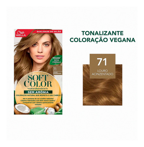 Kit 03 Coloração Soft Color 71 Louro Acinzentado Wella
