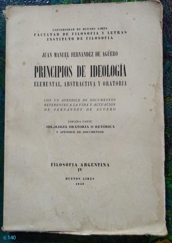 Principios De Ideología Elemental Abstractiva Oratoria 1940
