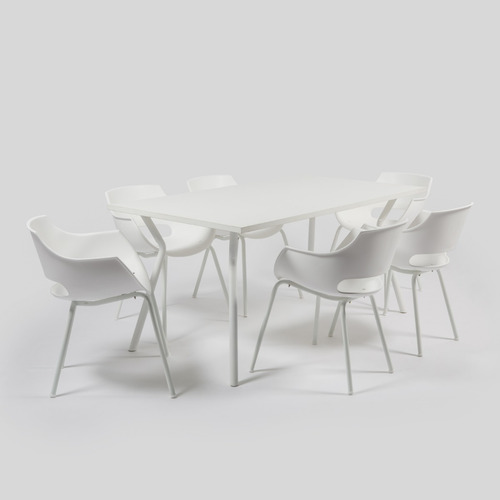 Imagen 1 de 6 de Juego De Comedor Magnolia 90x160+ 6 Sillas Frida Total White