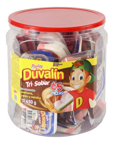 Duvalín Tri Sabor Bote C/ 65 Piezas De 10 Gr Con Cucharillas