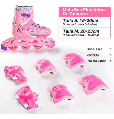 Patines En Línea Ajustables Con Protección Talla 16-23cm