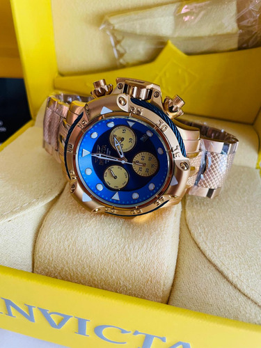 Reloj Invicta Subaqua Dorado Fondo Azul Caballero Full Set