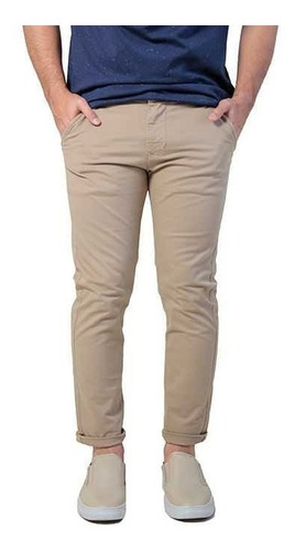 Imagem 2 de 5 de Calça Alfaiataria Casual Sarja Com Elastano Bege