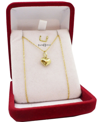 Conjunto Cadena Y Dije Oro 18 K Corazon Mujer Dama Mama Color Dorado