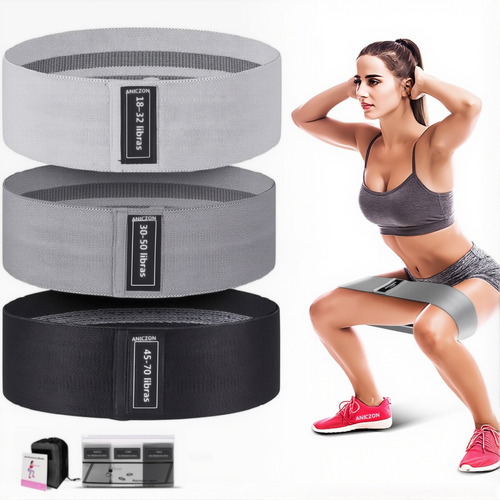 Bandas De Resistencia Elásticas Para Ejercicio Aniczon 3 Niveles Para Glúteos, Piernas, Brazos, Yoga Y Fitness