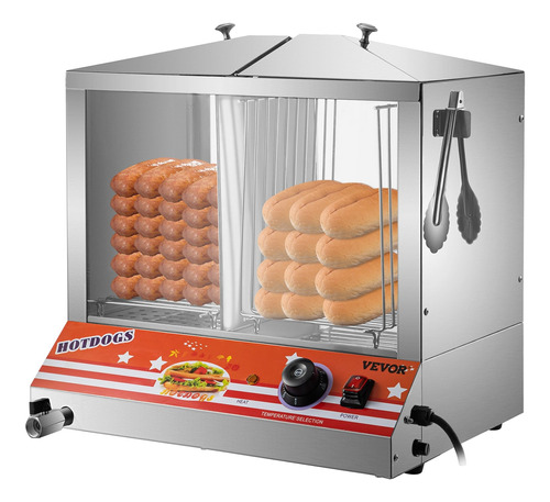 Vitrina Vaporizador Pan Calentador Salchicha Hot Dogs Doble