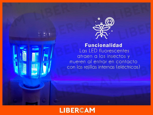 Imagen 5 de 10 de Lampara Led 12w Mata Moscas Mosquitos Insectos E27 Unica