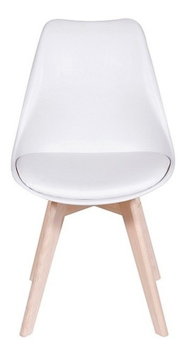 Kit X 2 Silla Tipo Eames Blanca Con Asiento Acolchado
