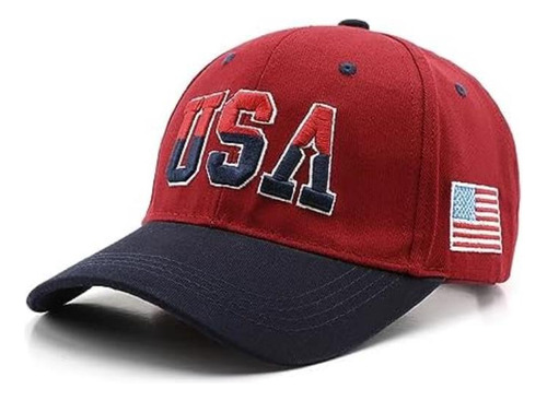 Gorra Béisbol Bordada Con Bandera Estadounidense (rojo)