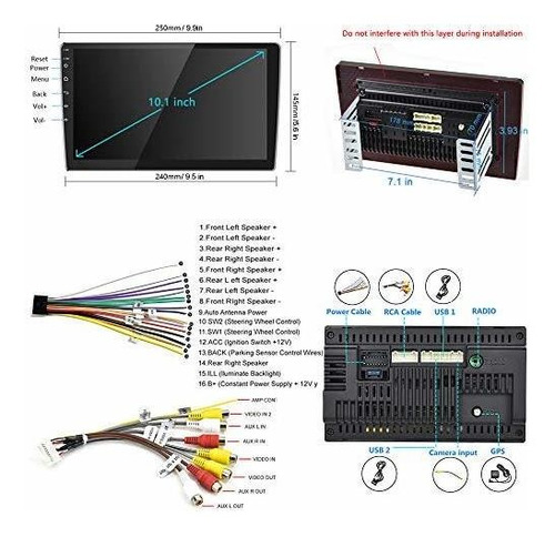 Hikity 10.1 Inch Android Car Stereo Double Din Radio