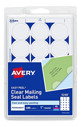 Avery Mailing Seals, Etiquetas Redondas De 1 , Transparentes