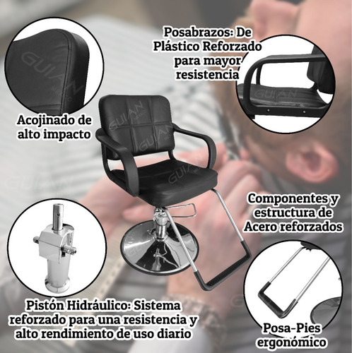 Imagen 3 de 8 de Silla Sillon Barbero Estetica Salon Belleza Barberia