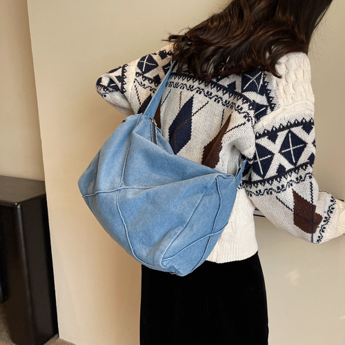 Bolso Retro De Mezclilla Para Mujer Con Correa Ajustable