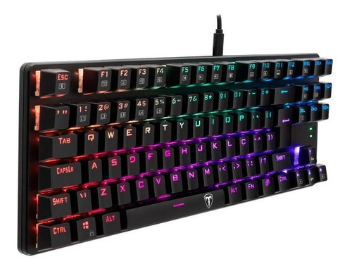 Imagen 4 de 6 de Teclado gamer T-Dagger Bora T-TGK315 QWERTY T-Dagger Red español color negro con luz RGB