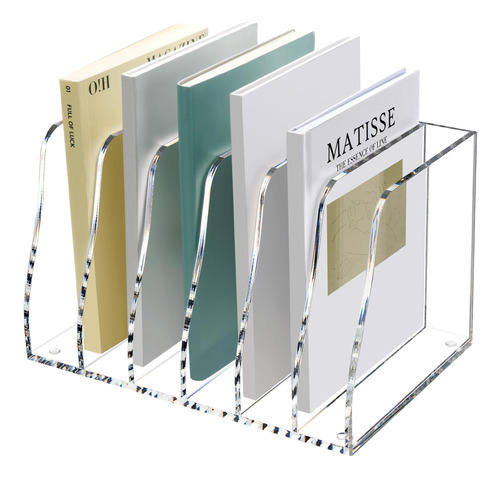 Sanrui Acrylic Desk File Organizer, 6 Vertical Compartments.